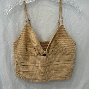 ZARA tan linen crop top NWOT sz large